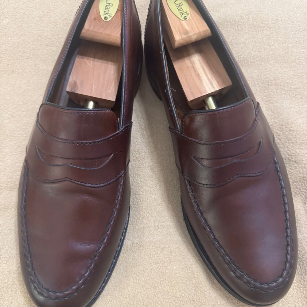 MENS BURGUNDY ALLEN EDMONDS RANDOLPH LOAFERS SIZE 12D
